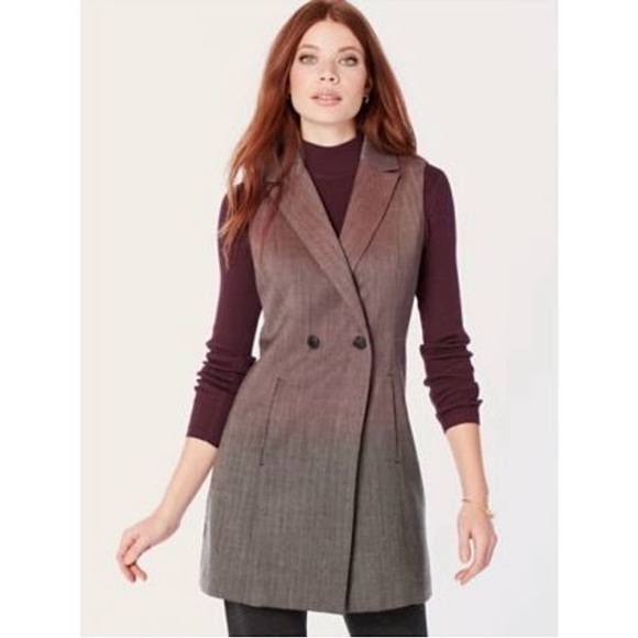 Pendleton Wool Ombre Gradient Long Vest. Tunic Burgundy Gray Medium - Picture 1 of 10